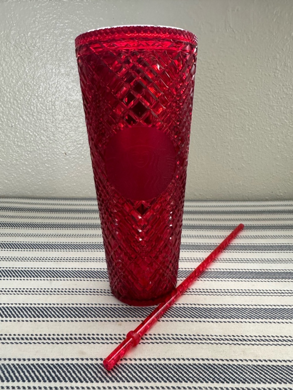 Starbucks Red Textured Tumbler with Matching Straw